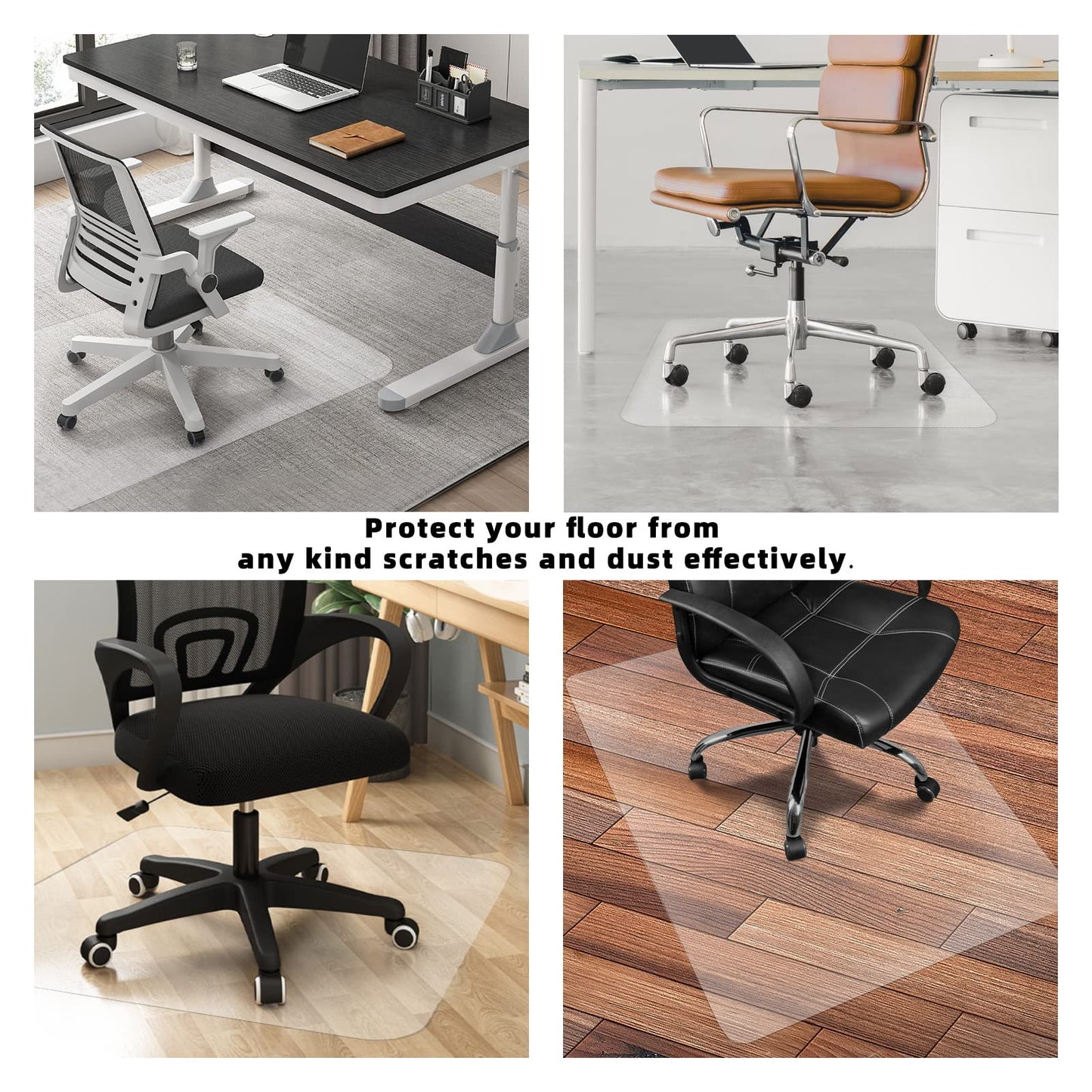 BesWin Clear Chair Mat for Hardwood Floor - 36"x48" Heavy Duty Desk Chair Mats for Office Chair - Transparent Computer Floor Mat Office Home Floor Protection Mat for Wood/Tile
