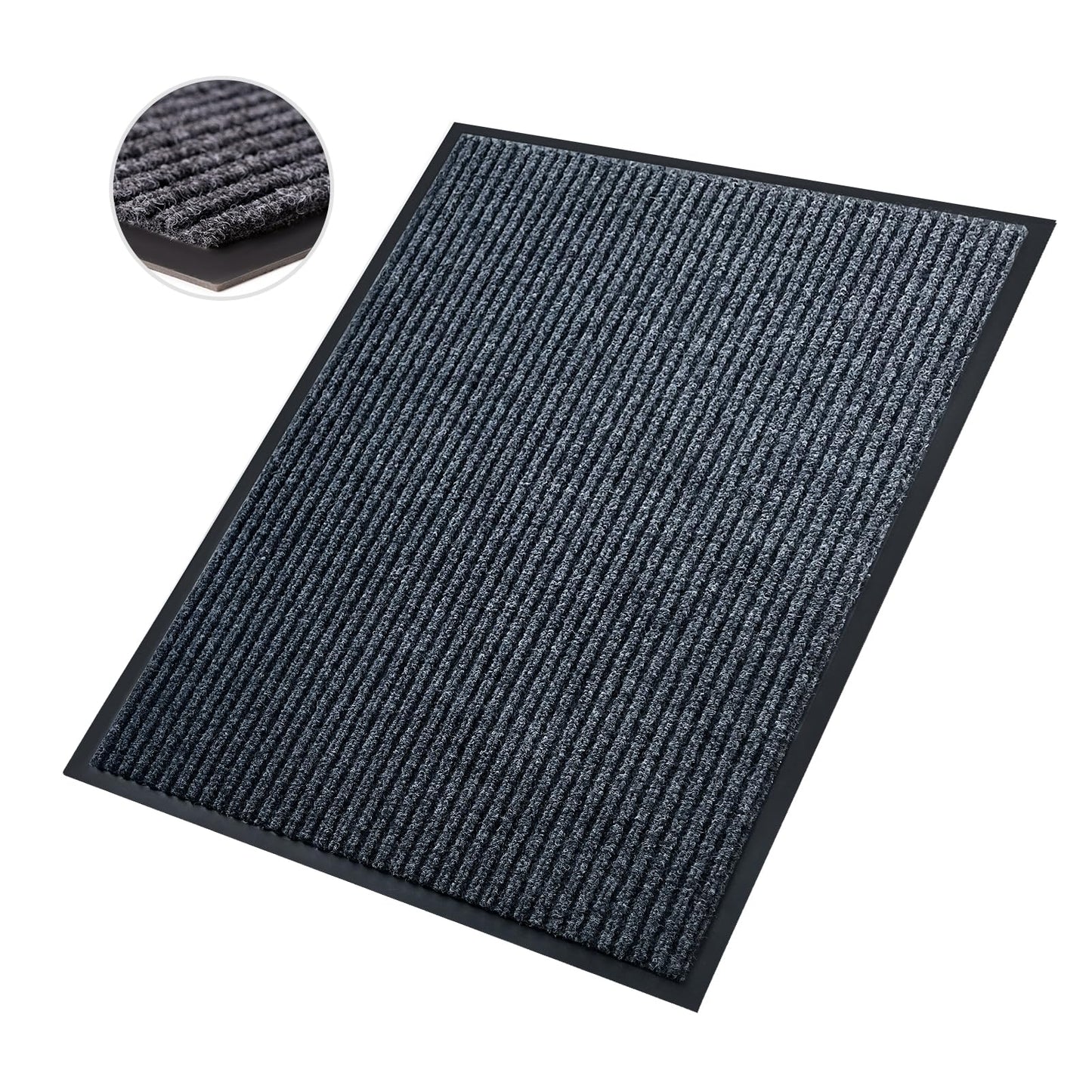 Front Door Mat,2'x3'Indoor Outdoor Door Mat,Heavy Duty Durable Welcome,Commercial Floor Mats Inside Outside Entrance, Waterproof All-Season, All-Weather Non Slip Backing Doormat for Entryway,Black