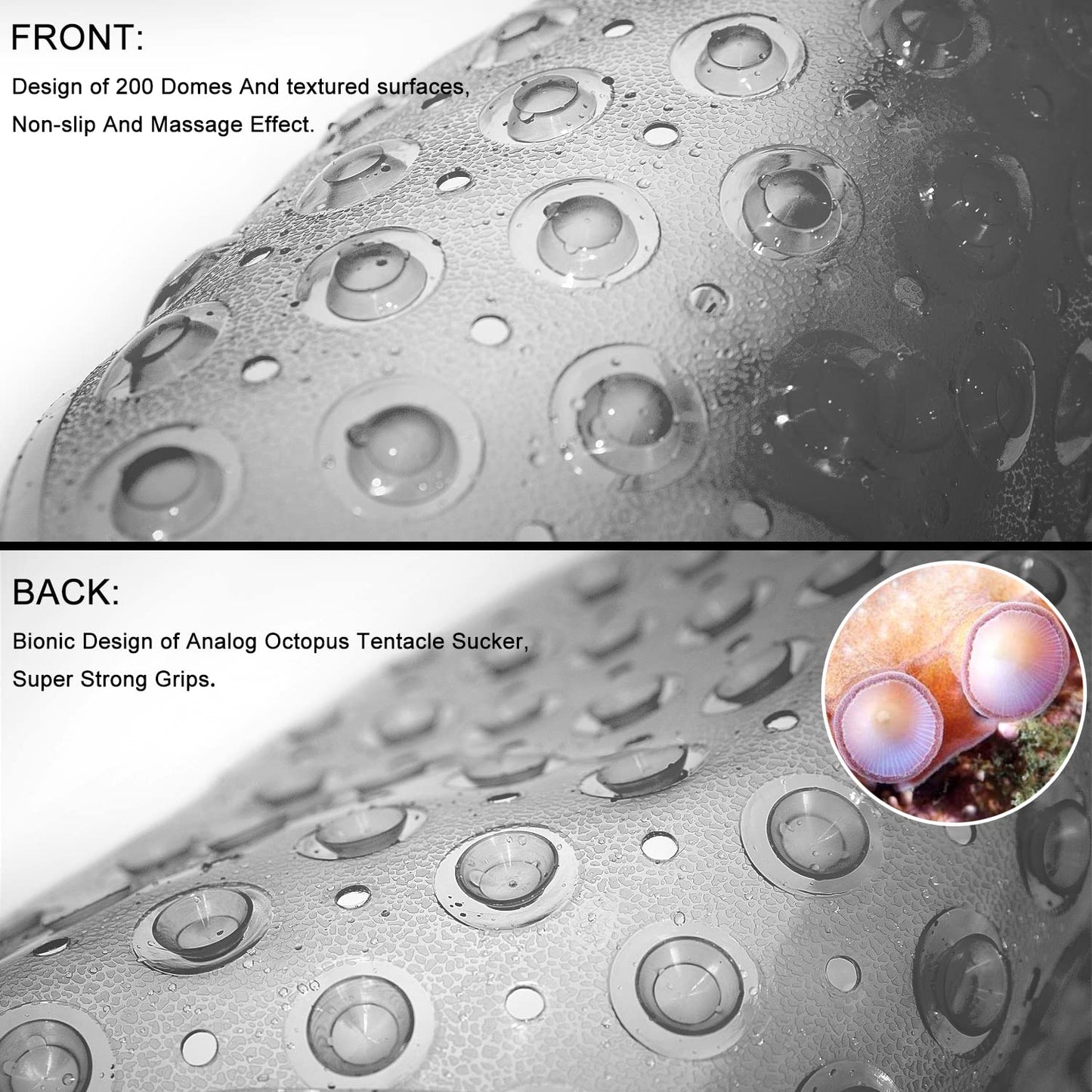 TEESHLY Bathtub Mats for Shower Tub, Extra Long Non-Slip 39 x 16 Inch Bath Mat with Drain Holes and Suction Cups, BathMat for Bathroom with Machine Washable (Clear Grey)