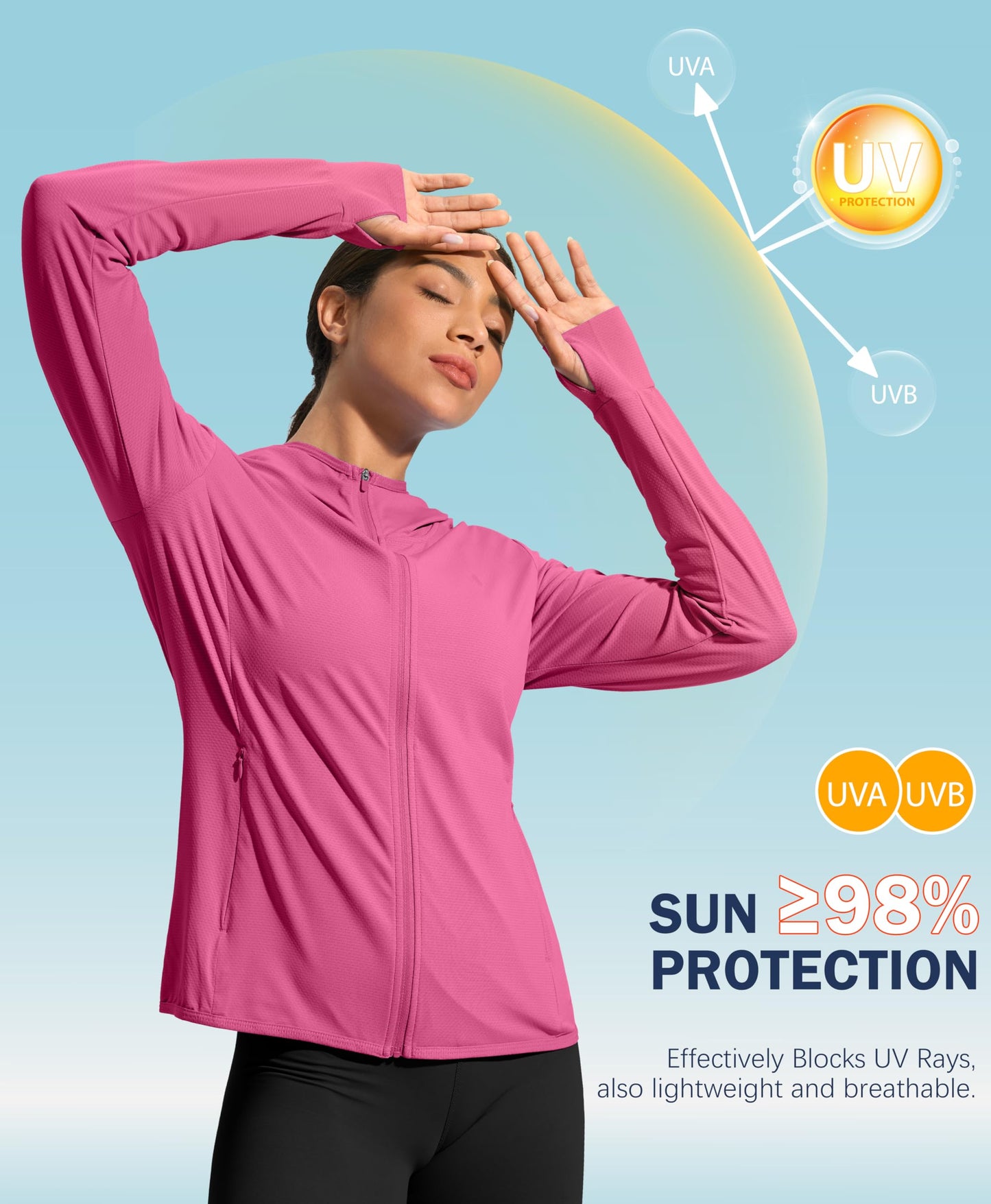 Soothfeel Women's UPF 50+ Sun Protection Hoodie Jacket Lightweight Long Sleeve Sun Shirt for Women with Pocket Hiking Outdoor