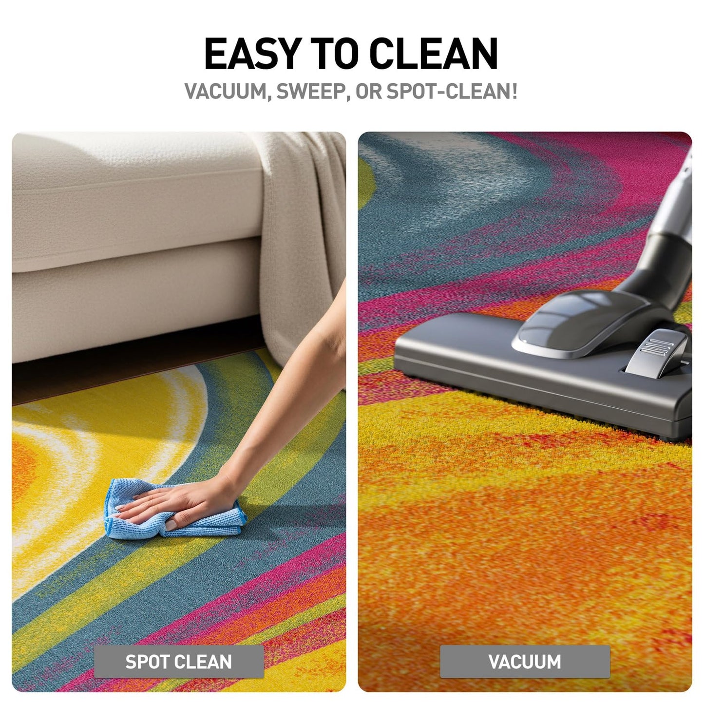 Rugshop Modern Contemporary Waves Non-Slip (Non-Skid) Area Rug 5 X 7 (5' 3" X 7' 3") Multi