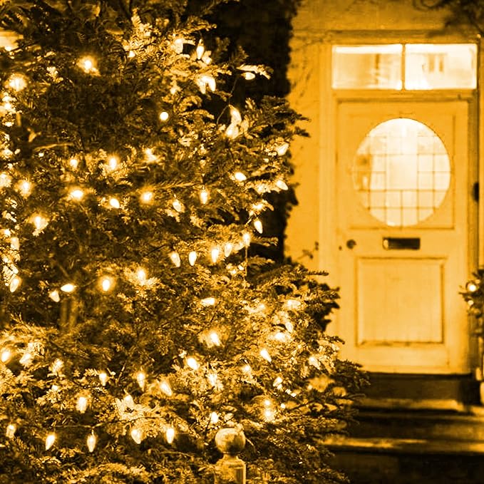 Dazzle Bright C6 Christmas String Lights, 200 LED 66 FT Waterproof Connectable String Lights with Timer, 8 Modes Christmas Lights for Indoor Outdoor Home Garden Yard Xmas Tree Decoration (Warm White)