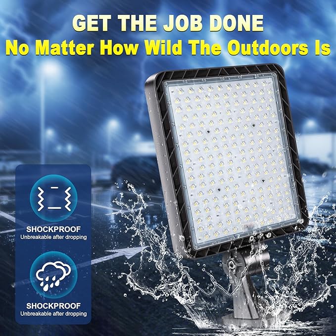 240W LED Parking Lot Light, with Dusk to Dawn 150LM/W Super Bright Outdoor Shoebox Street Lights IP65 Commercial Security Area Flood Lighting with Adjustable Bracket Heavy-Duty 100-277V