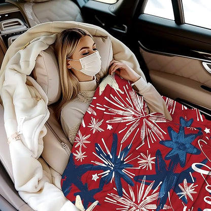 Throw Blanket, Independence Day Throw Blankets for Adult Kids Boys Girls, Freedom Fireworks Star Decor Gifts for Home Bed Couch 50x60 Inches