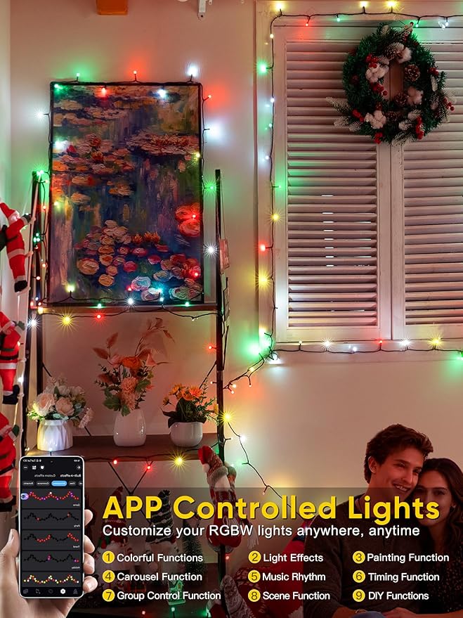 Smart Color Changing Christmas Lights, 132FT 400 LED RGB Christmas String Lights with App & Remote Control, Waterproof Christmas Tree Lights for Outdoor Indoor Party Decor