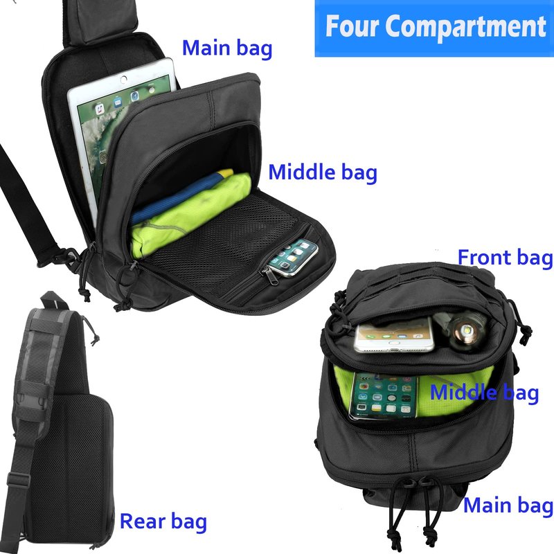 LarKoo Tactical Sling Chest Bag EDC Shoulder Pack Universl Dual Holster CCW Compact Bags Concealed Carry Backpack