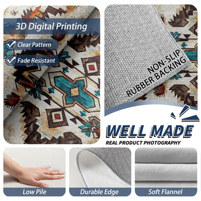 Aquailis Aztec Rugs for Living Room - 8x10 Rug, Native American Rug for Living Room, Tribal Geometric Washable Rugs for Bedroom, Boho Southwestern Area Rug, Western Ethnic Carpet, Aztec Gifts