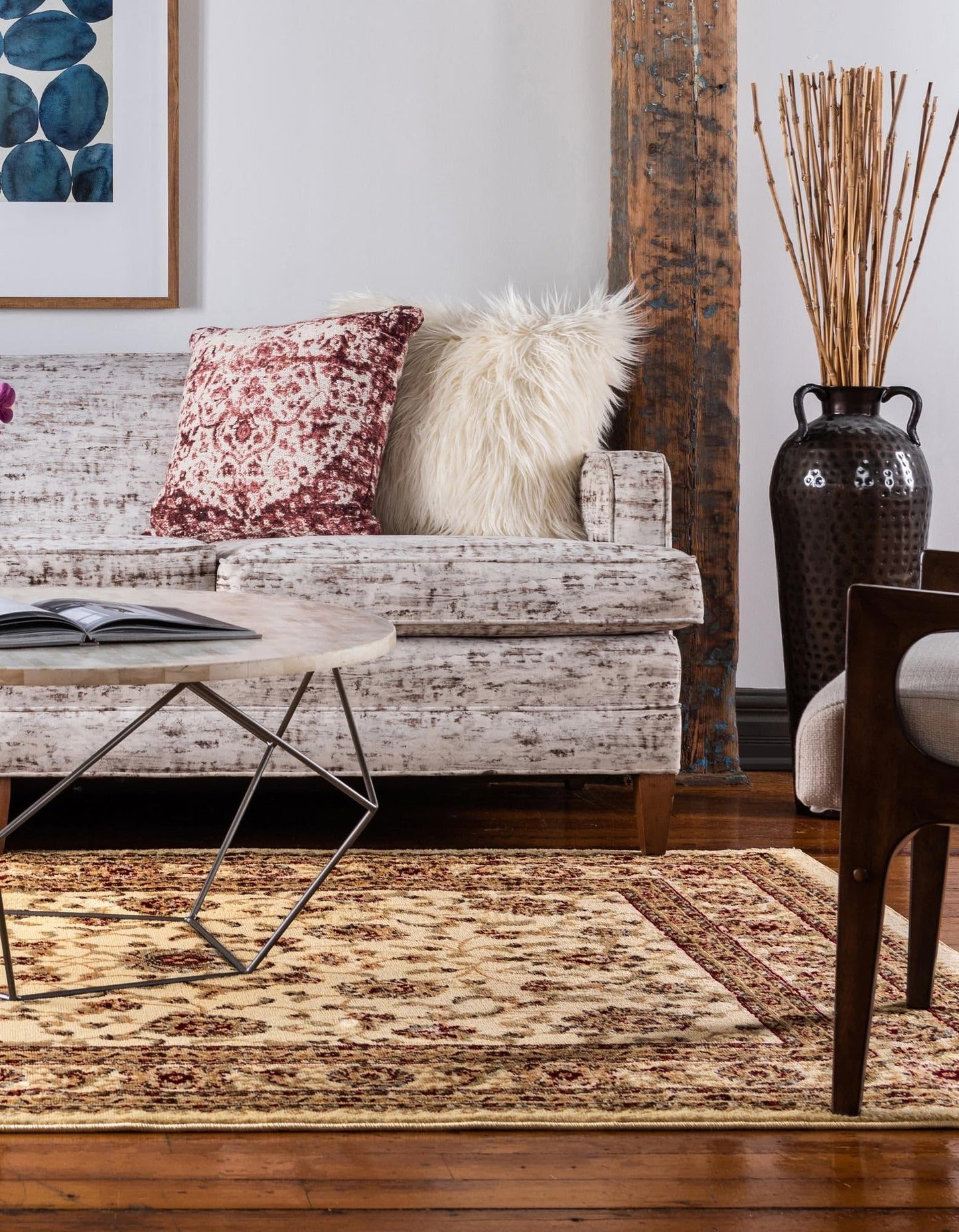 Unique Loom Voyage Collection Traditional Oriental Classic Intricate Design Area Rug (6' 0 x 9' 0 Rectangular, Ivory/Gold)