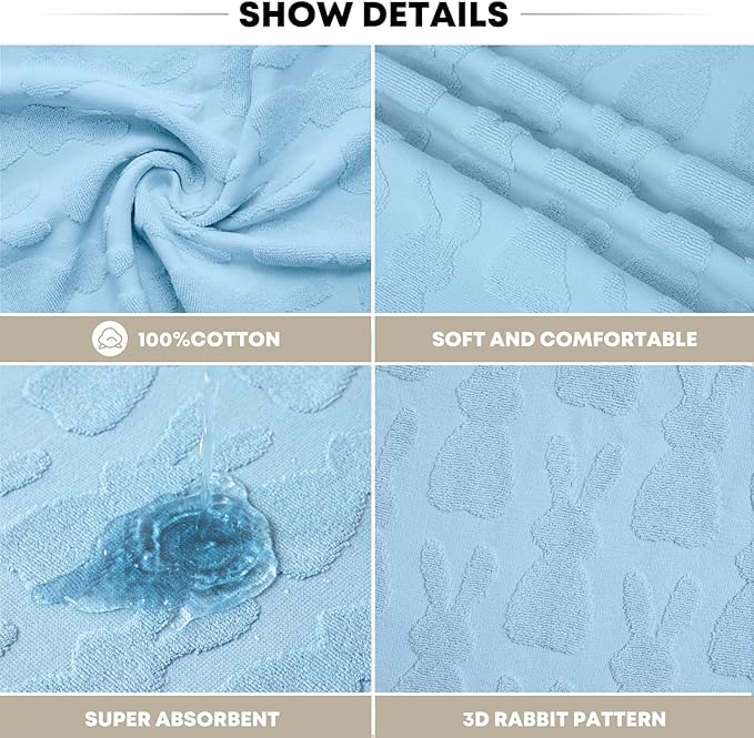 Artoid Mode 1 Pc Light Blue 3D Rabbit Jacquard Easter Hand Towels