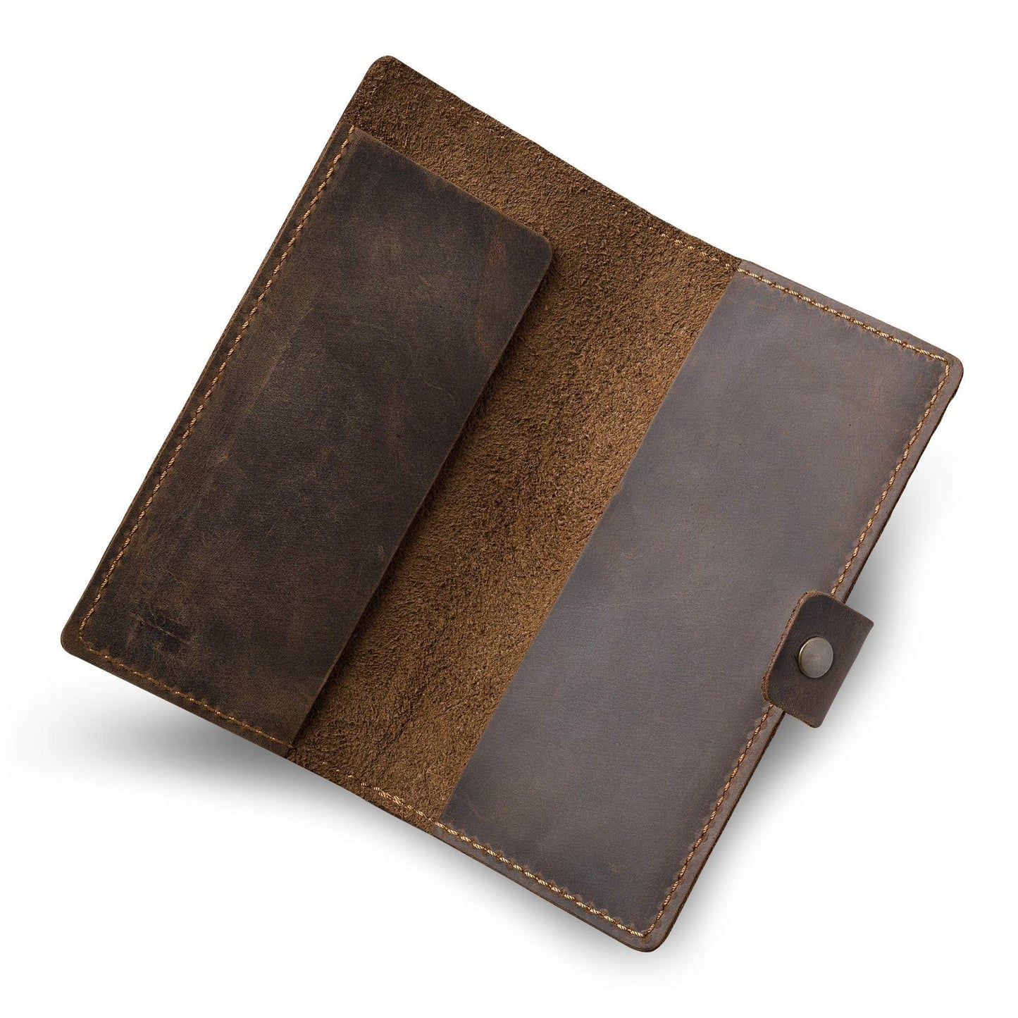 PEGAI Handmade Personalized Leather Checkbook Covers For Personal Checkbook | 100% Distressed Leather Checkbook Cover & Wallet | Business Checkbook Cover | Clark (Chestnut)