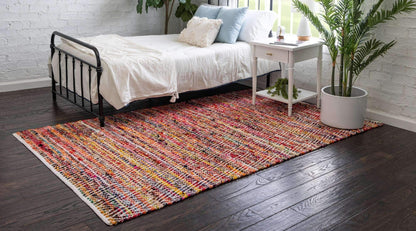 Unique Loom Chindi Chevron Collection Area Rug - Claire (10' x 14' 1" Rectangle, Multi/ Black)