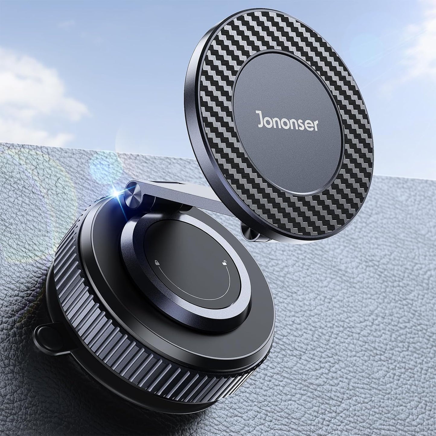Car Phone Holder, 360°Adjustable Magnetic Phone Holder for Car, Foldable Suction Cup Phone Mount, Phone Holders for Your Car for iPhone 17/16/15/14/13/12 Series (Carbon Fiber)