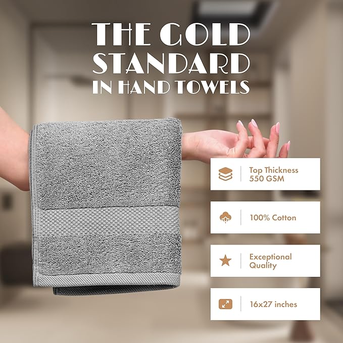 White Classic Light Gray Hand Towels