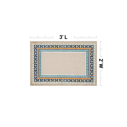 Rugshop Indoor/Outdoor High-Low Textured Area Rug, Coastal Border, Easy-Clean Patio Rug for Porch Deck Balcony 2' x 3' Multi