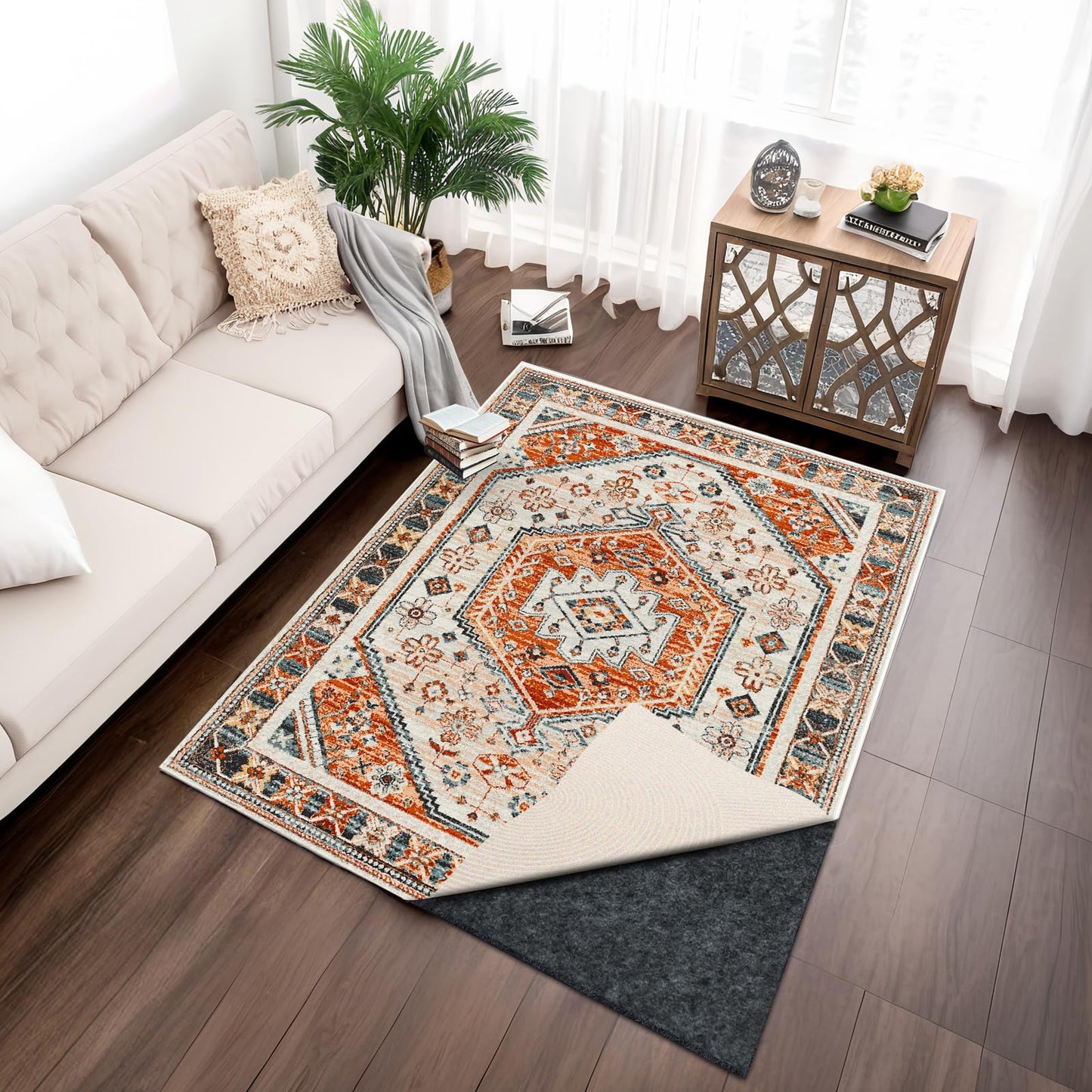 100% Waterproof Rug pad, 6x9 ft Area Rug Non-Slip Rug Pads, Carpet Pads for All Floors and finishes, Felt pad for Hardwood Floors, Keep Carpets in Place Soft and Secure
