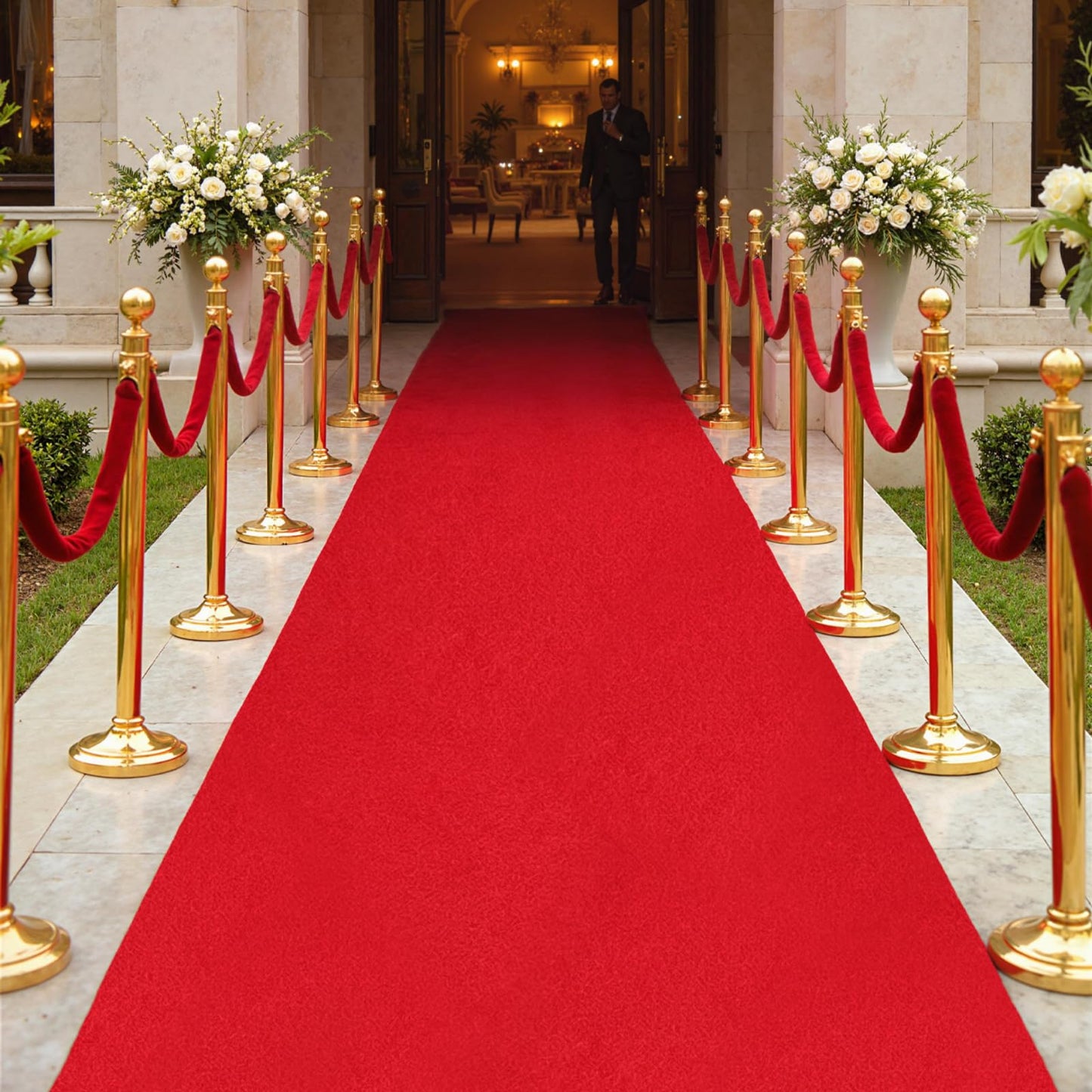 tixpol Red Carpet Runner 4x20 ft, Heavy Duty 450 GSM Thick Wedding Aisle Runner, No Tape Needed Event Red Carpet, Floor Runner for Ceremony, Hollywood, Grand Opening, Awards Night Entrance