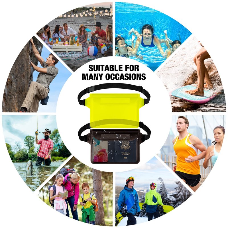 24 Pcs Phone Waterproof Pouch Bag with Waist Strap Waterproof Fanny Pack Keep Your Phone and Valuables Safe and Dry for Beach Accessories Kayaking Swimming Boating Snorkeling Pool Water Park, 12 Color