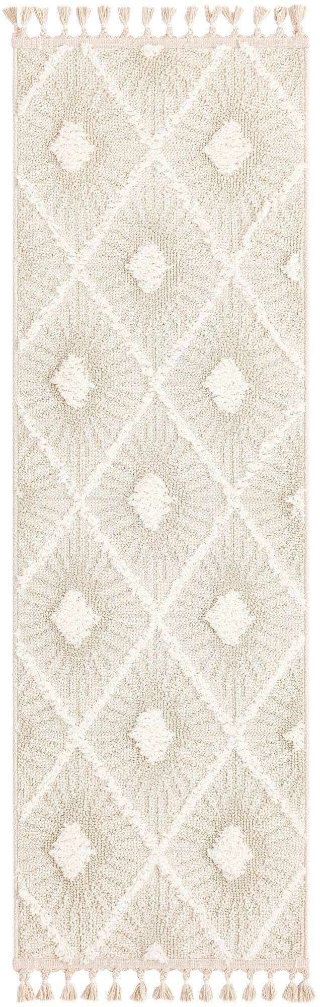 Rugs.com Boho Collection Rug – 6 Ft Runner Ivory Medium-Pile Rug Perfect for Hallways, Entryways