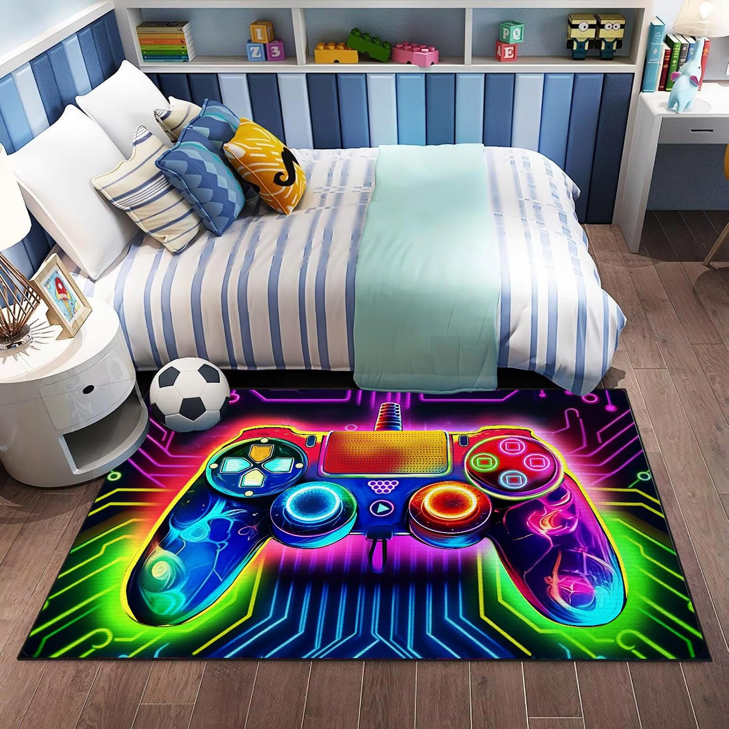 Gaming Area Rugs for Boys Cool Gamer Control Carpets for Bedroom Large Non Slip Area Rugs for Playroom Game Console Decorative Floor Mats 60" x 39"