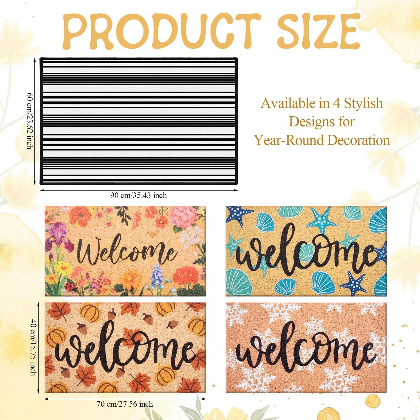 APUDWN 5 Pcs Interchangeable Doormat Set, 24x36 Large Buffalo Plaid Base Mat with 4 Seasonal Silk Loop Inserts, All-Season Non Slip Layered Front Door Welcome Mat for Entryway Outdoor Decor