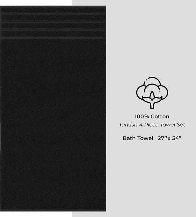 American Soft Linen Luxury 4 Piece Bath Towel Set, 600 GSM 100% Cotton Turkish