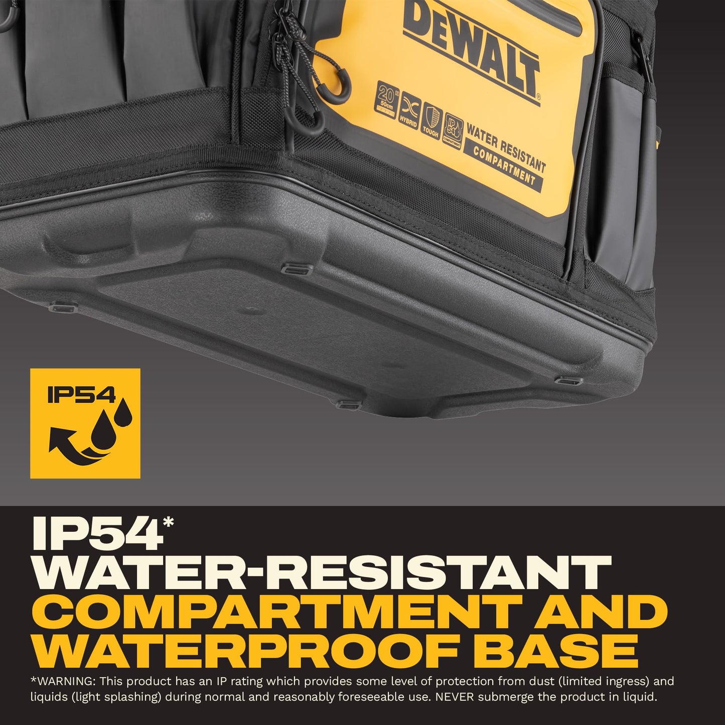 DEWALT Tool Bag, Water Resistant, Hard Bottom, 20-inch, Professional Tool Tote with Organization (DWST560104)
