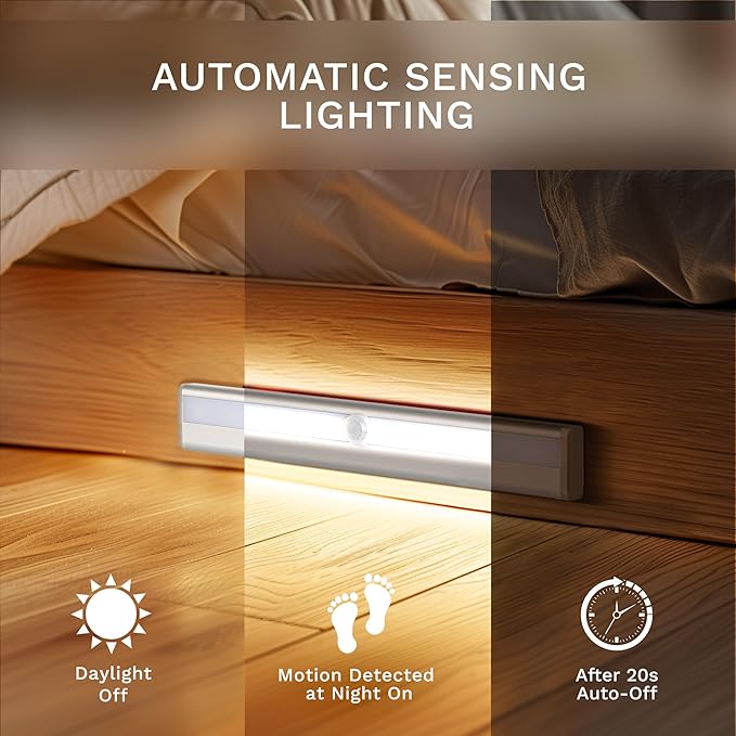 6 Pack LED Motion Sensor Lights, 10 LED Closet Battery Operated Lights, Stick-On Anywhere Magnetic Night Light Bar, Led Safe Light Indoor for Closet Stairs Wardrobe Under Cabinet
