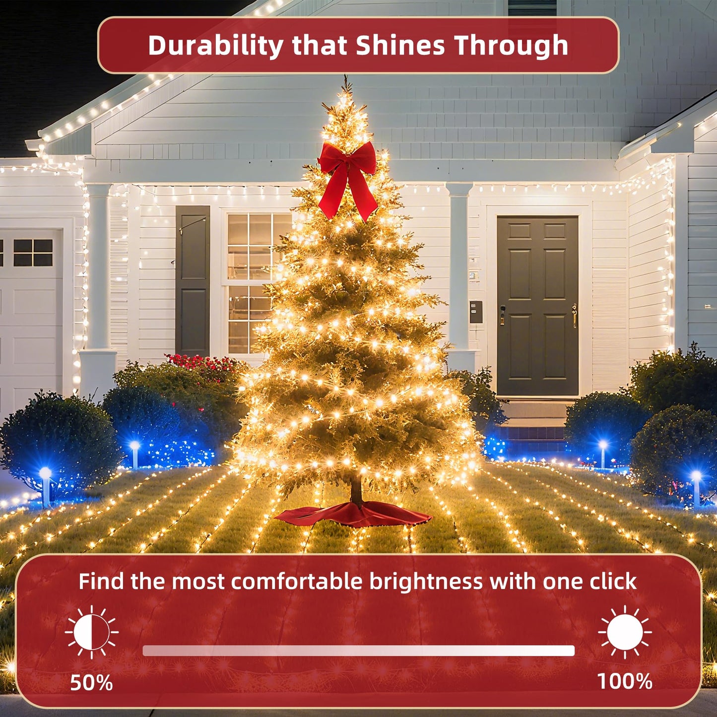 470FT Christmas Lights Outdoor,1500 LED Christmas Tree Decoration Lights with 12 Modes & Timer Memory, Dimmable Plug In Waterproof LED Xmas Light for Yard Trees Halloween Party Holiday Warm White