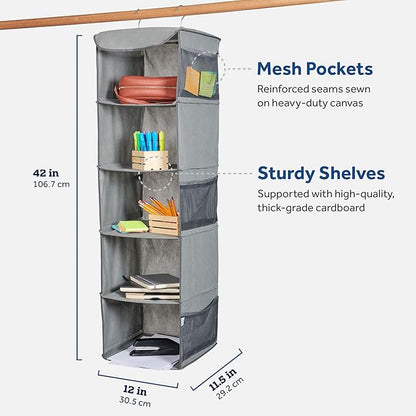 ZOBER Hanging Closet Organizer, 5-Shelf