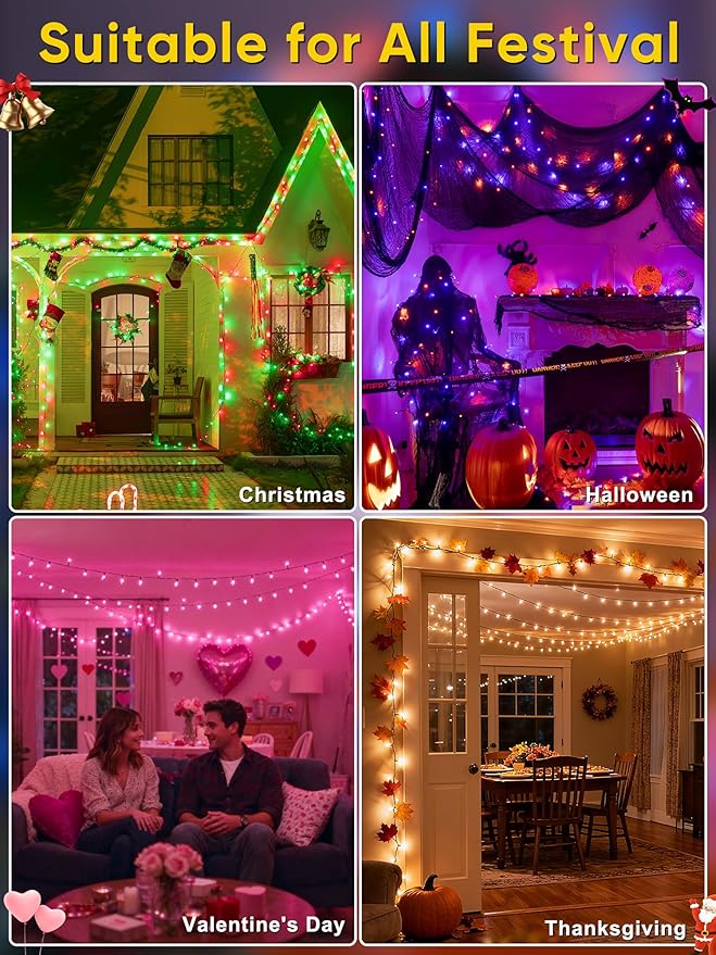 Smart Color Changing Christmas Lights, 132FT 400 LED RGB Christmas String Lights with App & Remote Control, Waterproof Christmas Tree Lights for Outdoor Indoor Party Decor
