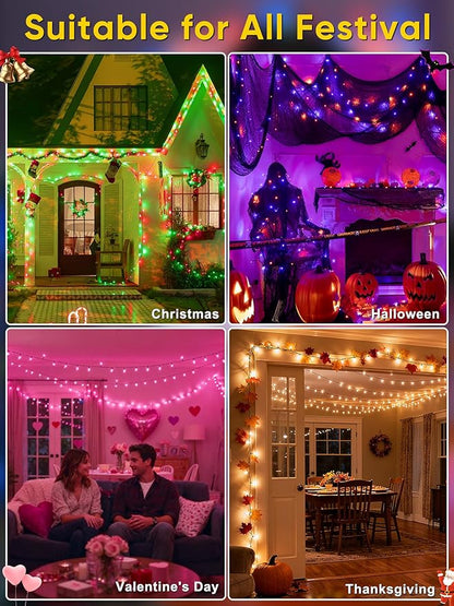 Smart Color Changing Christmas Lights, 132FT 400 LED RGB Christmas String Lights with App & Remote Control, Waterproof Christmas Tree Lights for Outdoor Indoor Party Decor