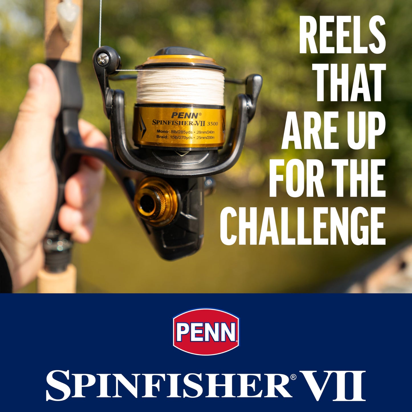 PENN 7' Spinfisher VII Spinning Fishing Rod & 4500 Reel Combo, 10-17lb Line Rating, Medium Power, IPX5 Sealing, CNC Gear Technology with Brass Main Gear, Black/Gold