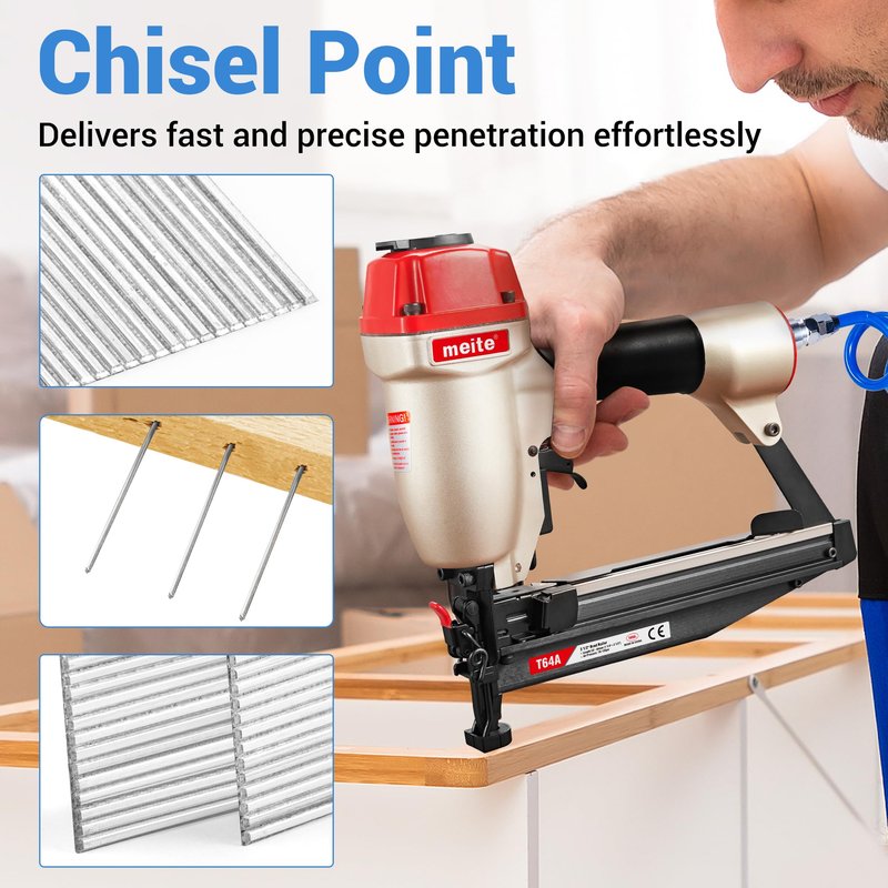 meite 16 Gauge Finish Nails 1-1/4 Inch Galvanized 16GA Straight Finish Nails for Finish Nailer on Window Casing Baseboard Crown Molding, 500PCS x 50 Boxes