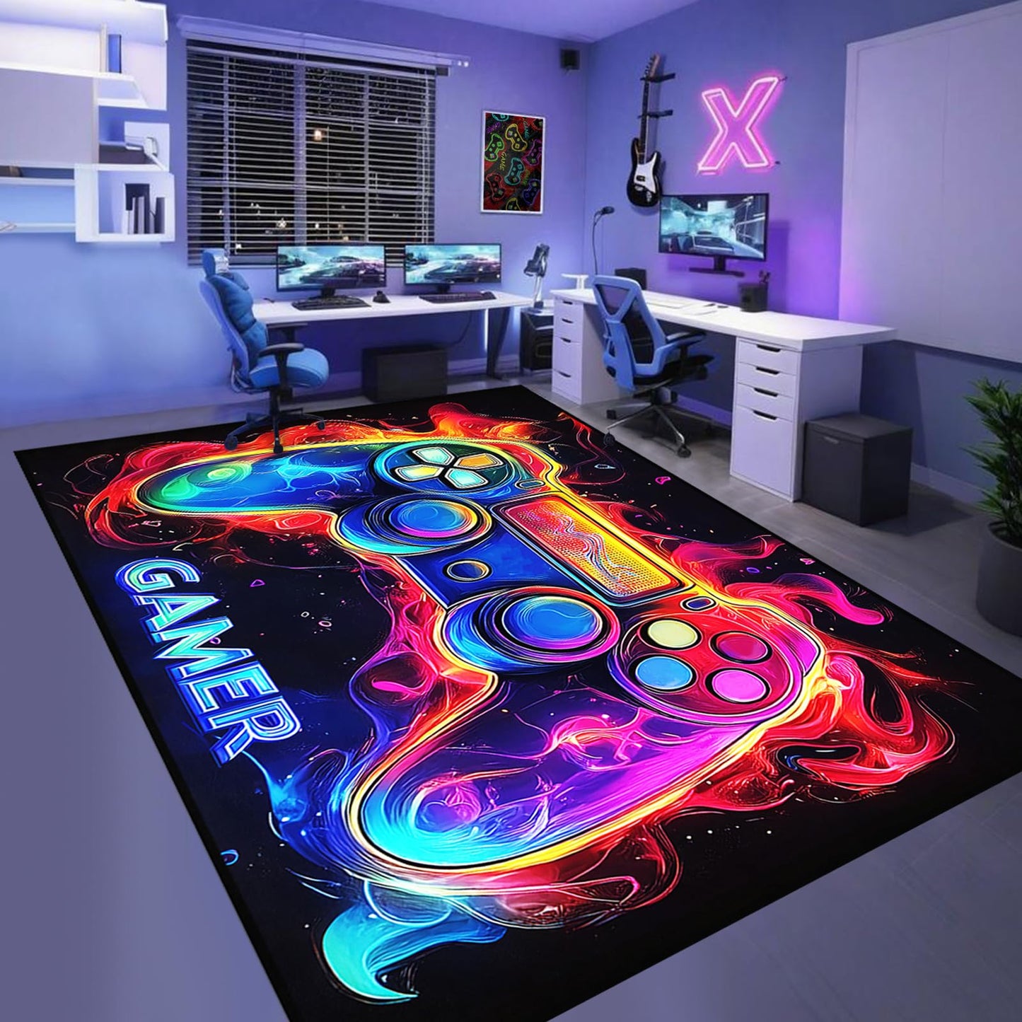 6×8 Gaming Rug for Boys Room - Gamer Area Rug for Boys Bedroom Games Themed Kids Room Decor Gaming Carpet Rugs Oversized
