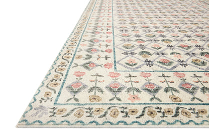 Loloi Rifle Paper Co. Eden Collection EDE-03 Lattice Ivory 5'-0" x 7'-6" Area Rug feat. CloudPile™