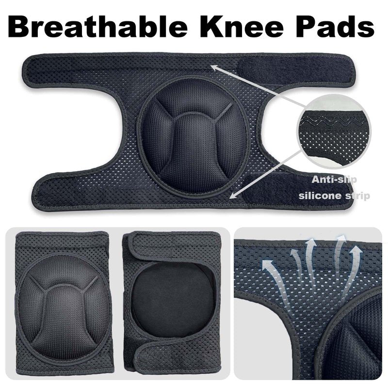 JYBTAA Knee Pads for Men Women Work, Gardening Kneeling Pad for Cleaning Floors, Cushion Kneepads for Flooring Crawling Painting Weeding, Concrete Kneepads for Adult and Elderly, Black M (1 pair)