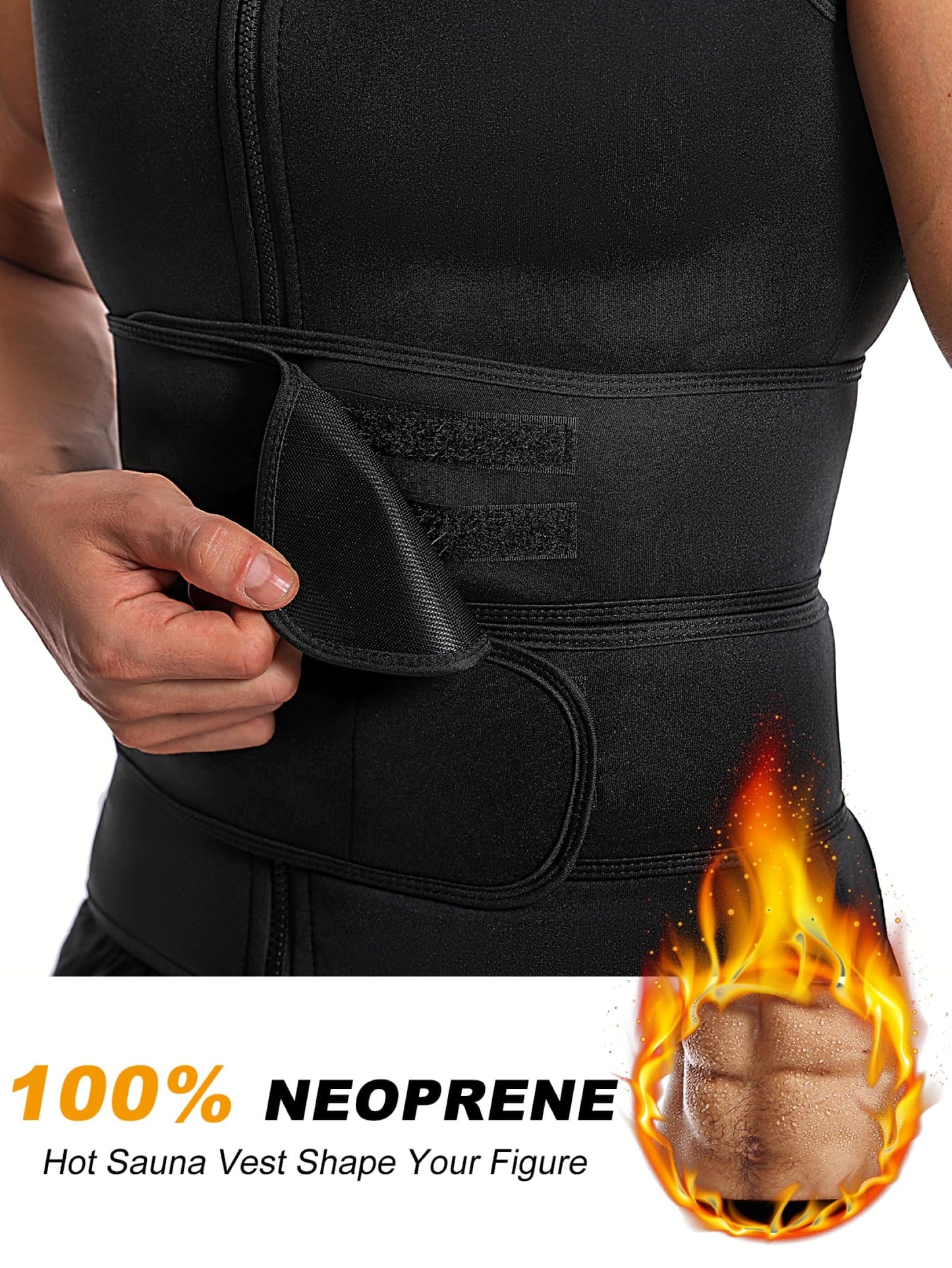 Dokelovy Sauna Suit Vest for Men 2 in 1, Zipper Sauna Waist Trainer with 2 Adjustable Waist Trimmer Belts,BodyShaper for Gym