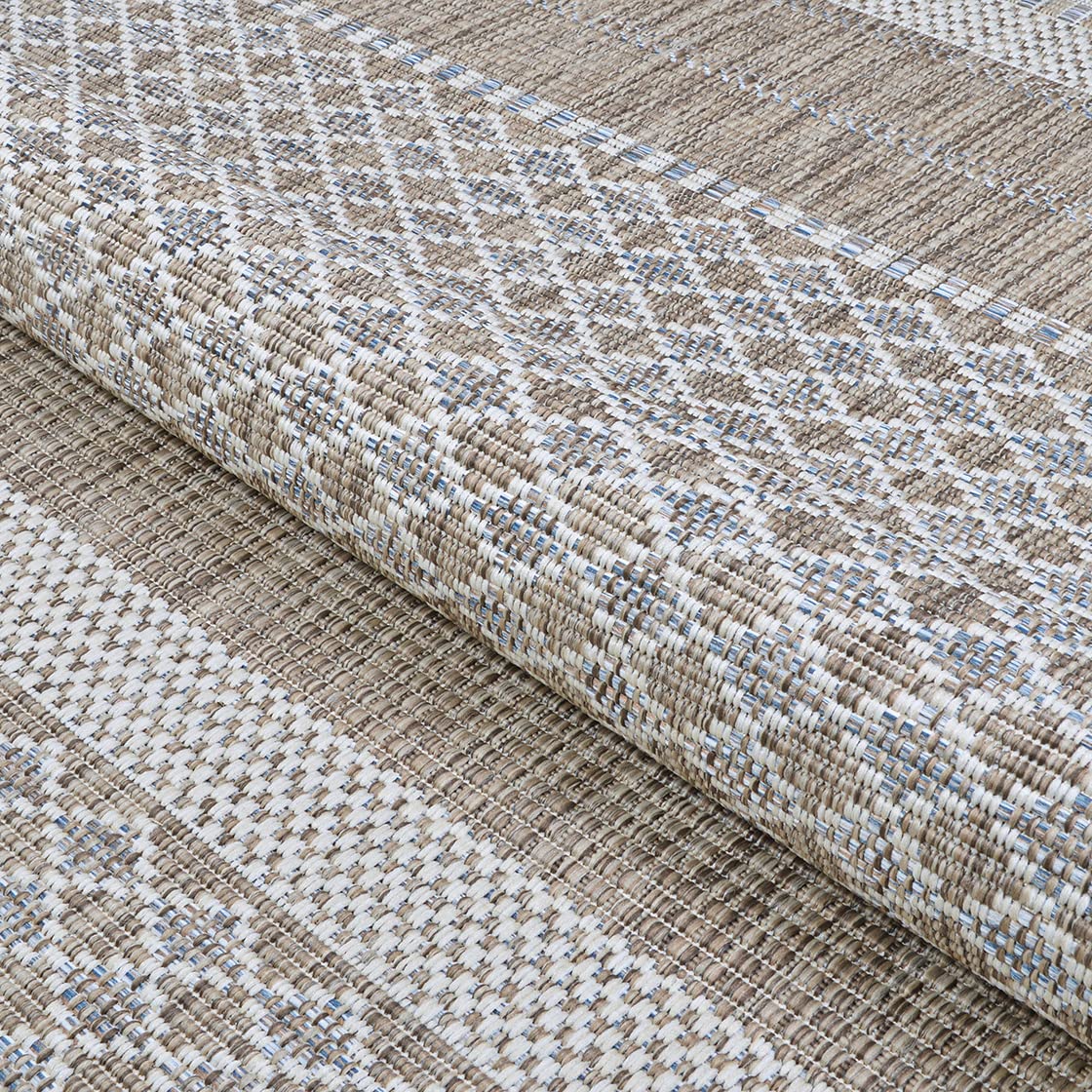 Couristan Charm Yukon 2'2" x 4'3" Indoor Outdoor Accent Rug - Twig Geometric Stripe, Hose Washable Flat Weave, UV-Protected, Patio Sunroom Living Room Dining Room