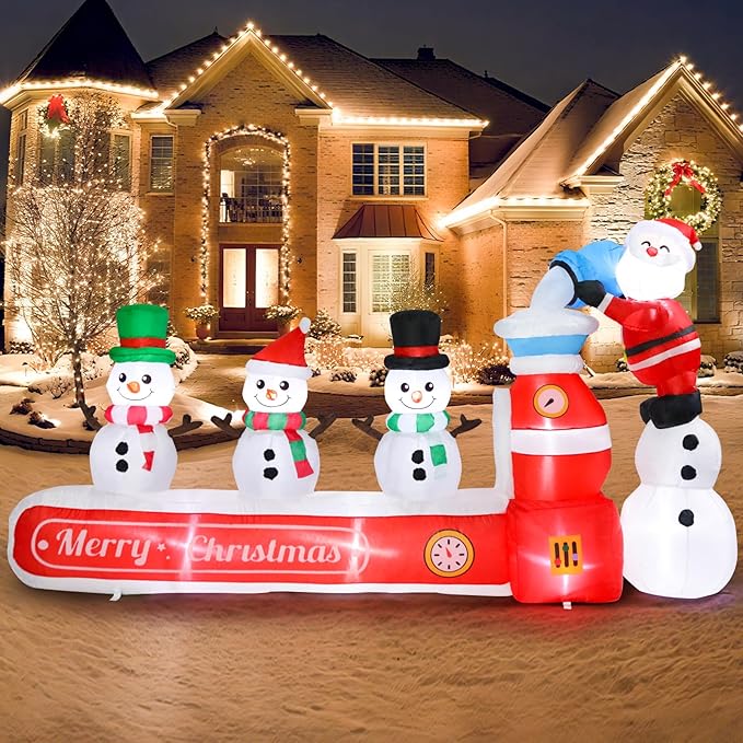 Vigdur 7FT Snowman Christmas Decoration – Snowman Maker Christmas Blow Up with Built-in LED Lights, Outdoor Christmas Inflatable for Yard, Lawn, Garden, Holiday Party & Home Décor