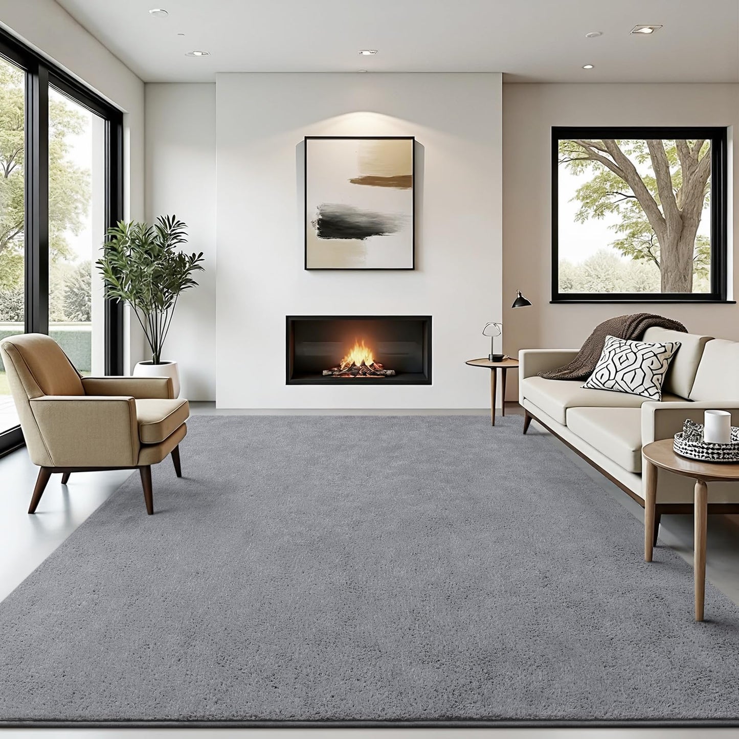 B BENRON Soft Rugs for Living Room 4x6 Grey, Minimalist Area Rug for Bedroom Nursery Dining Table Dorm, Throw Rugs for Men Boys Girls Kids Room Indoor Floor Carpets