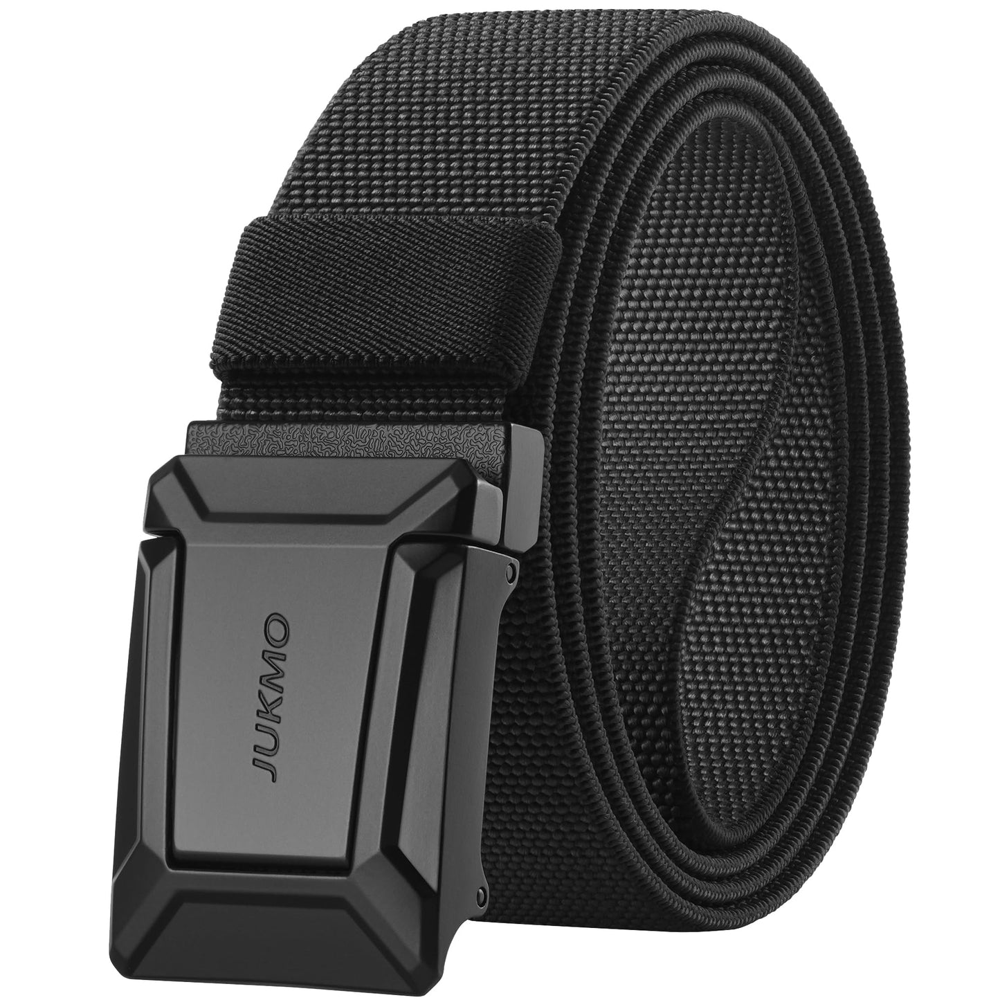 JUKMO Stretch Tactical Belt for Men, Military Work Rigger Hiking 1.5" Elastic Nylon Web Ratchet Quick Release Belt in Gift Box (Black, Small)