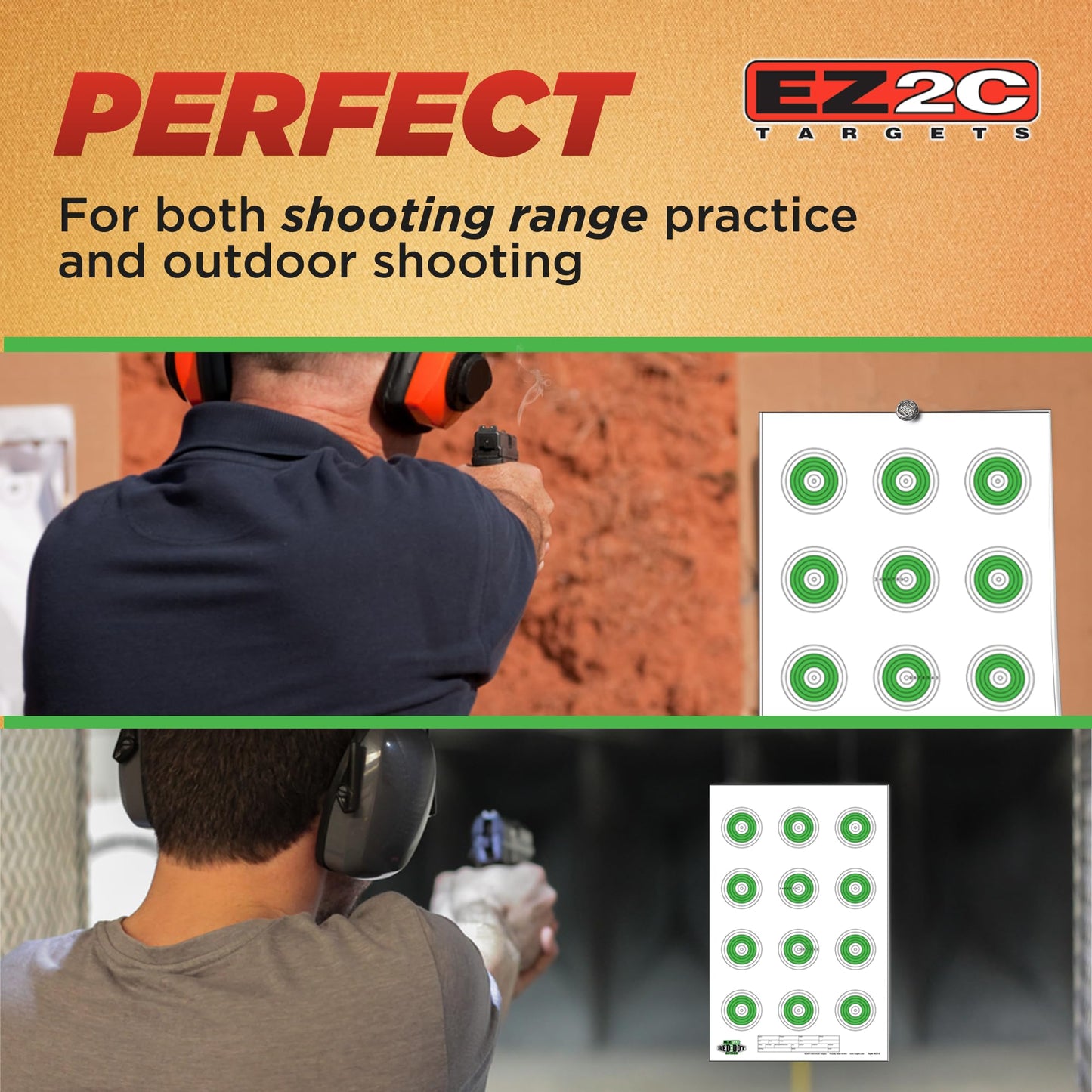 Red Dot Optics Style 10: Small Bore Rifle 50 Feet by EZ2C Targets Paper Shooting Gun Target High Visibility Firearms Rifles 11" x 17" (25 Count)