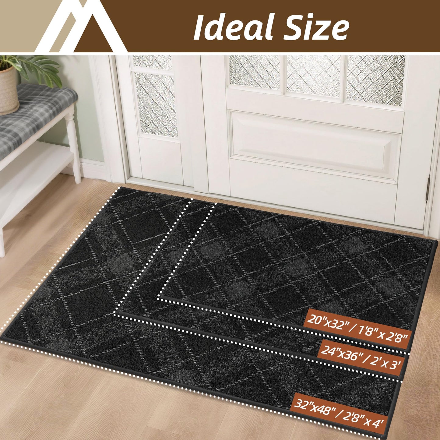 COSY HOMEER Door Mat Non-Slip, Soft Absorbent TPR Backing Doormat for Front Door Inside Entrance, Washable Low Profile Mats for Pets & Family, 32" x 48", Dark Grey