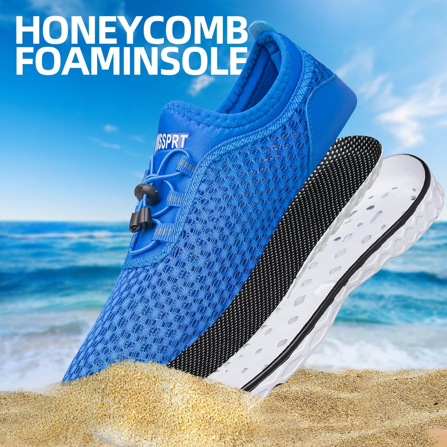 DOUSSPRT Men's Water Shoes Quick Drying Sports Aqua Shoes RoyalBlue Size 13