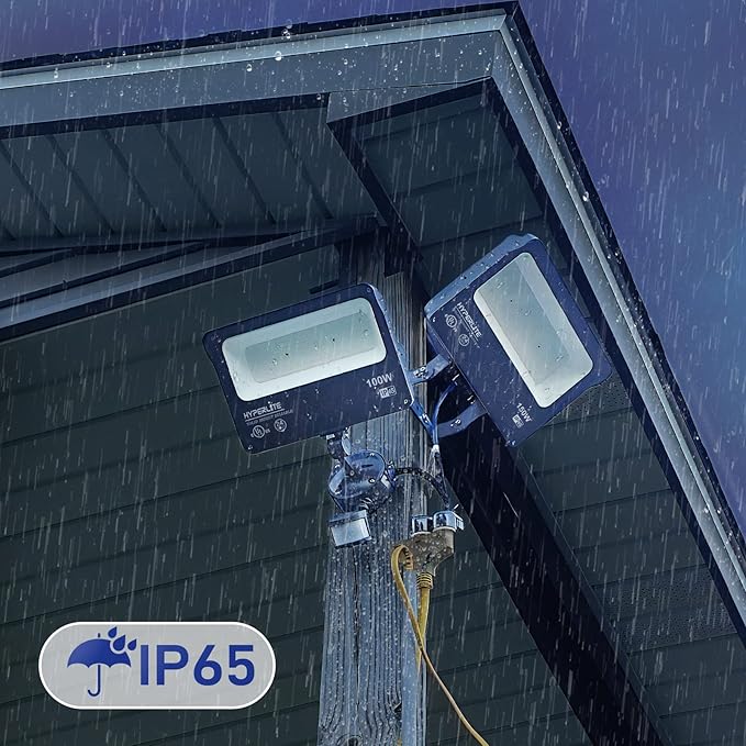 HYPERLITE LED Flood Light 150W 2 Pack 18000LM 5000K Daylight IP65 Waterproof Outdoor Floodlights UL Certified for Court,Garden,Warehouse