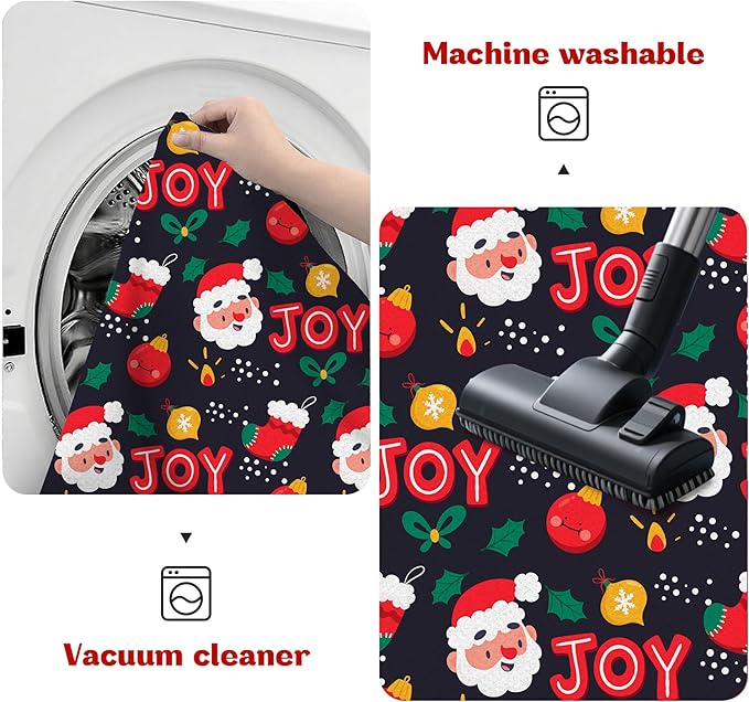 3' X 5' Christmas Rug Indoor Xmas Door Mat Washable Non Slip for Bedroom Living Room Entryway Laundry Classroom Santa Claus Throw Rug for Kids Boys Girls Cute