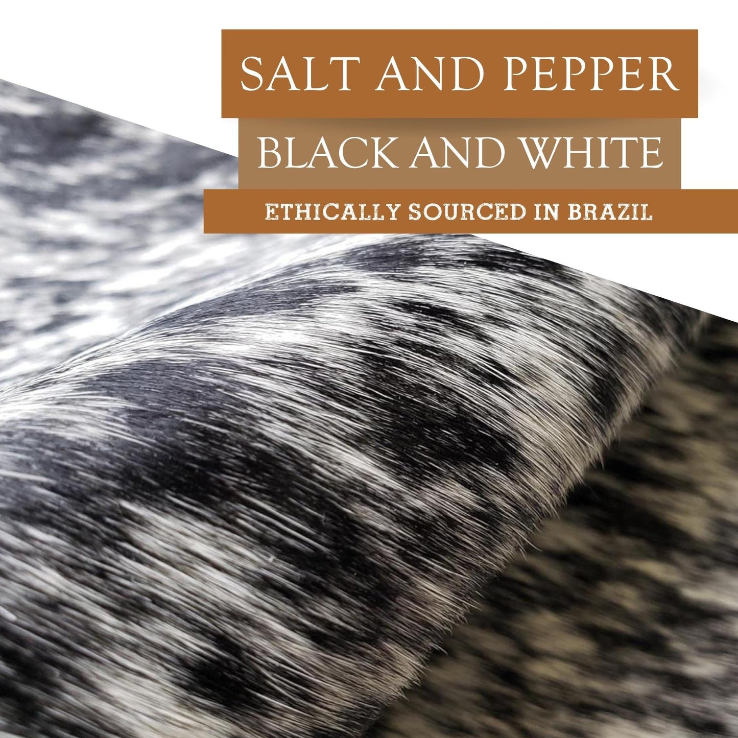 Sunshine Cowhides 100% Genuine Salt and Pepper Black and White Longhorn Cowhide Rug - Modern Style Animal Skin Rug & Floor Carpet for Living Room, Bedroom, Kitchen & More - Large (6x6-7ft)