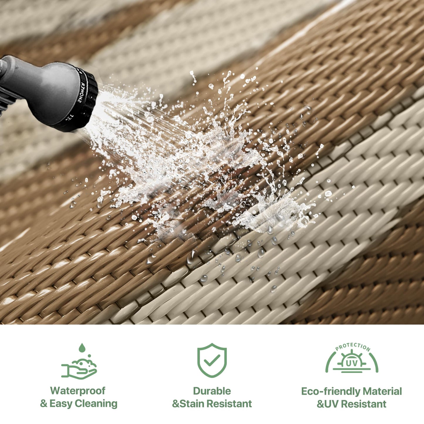 GENIMO Outdoor Rug 5'x8' Waterproof for Patio Decor, Reversible Outdoor Plastic Straw Rug Carpet, Camping Mats for Outdoor, RV, Backyard, Deck, Balcony, Picnic, Brown & Beige