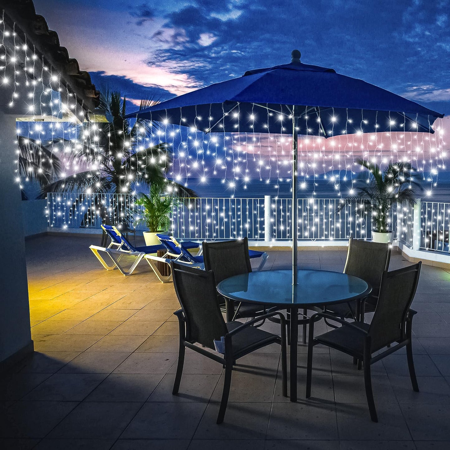Icicle Lights for Outside - 33FT 400 LED Icicle Christmas Lights Outdoor with 75 Drops 8 Modes Timers, Waterproof Connectable Hanging Lights for Indoor Eaves Wedding Patio Decorations, Cool White
