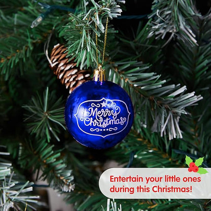Joiedomi 24 Pcs Christmas Ball Ornaments, Blue & White 2.3” Deluxe Delicate Painting & Glittering Shatterproof Christmas Tree Ornaments for Wreath Garland Holiday Indoor Party